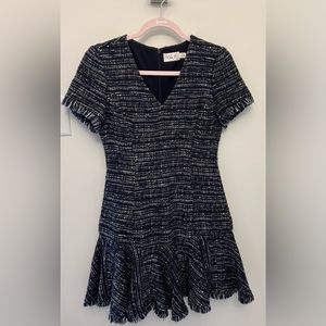 Eliza J Navy Tweed Fringe Dress Size 2P